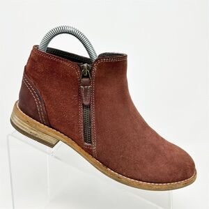 Clarks Women's Maypearl Juno Burgundy Red Suede Ankle Boots Brown Size 6.5